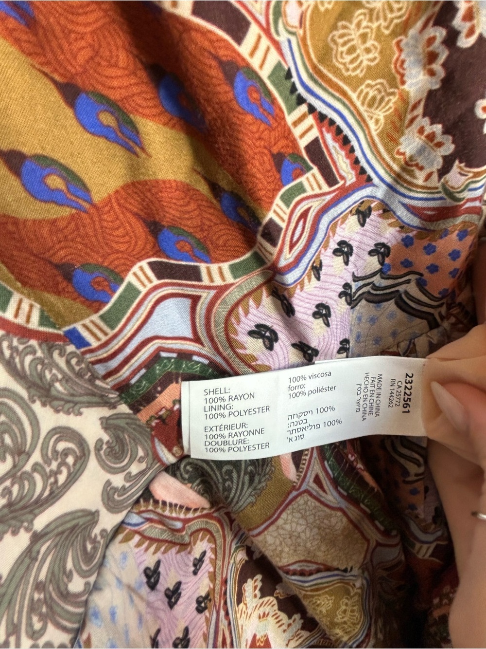 Dex Paisley Medallion Boho Patchwork Midi Dress Smocked Back Cottagecore M - Picture 5 of 6